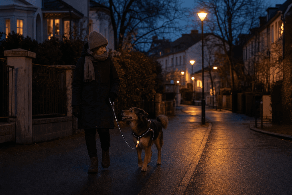 Gassi im Dunkeln: sichtbar bleiben, ohne den Hund zur Diskokugel zu machen